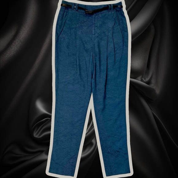 NWT Helmut Lang ‘Perma Jacquard Pleated Pant’ in “Dusty Sapphire” w/ Belt Size 2 - Picture 1 of 16